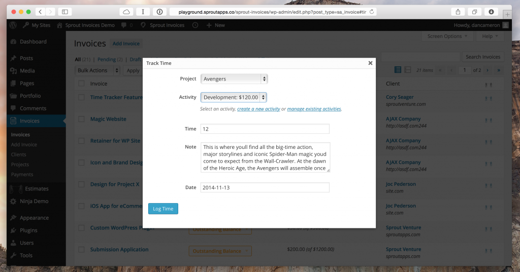 Projects and Time Tracking for WordPress with Sprout Invoices - Sprout ...