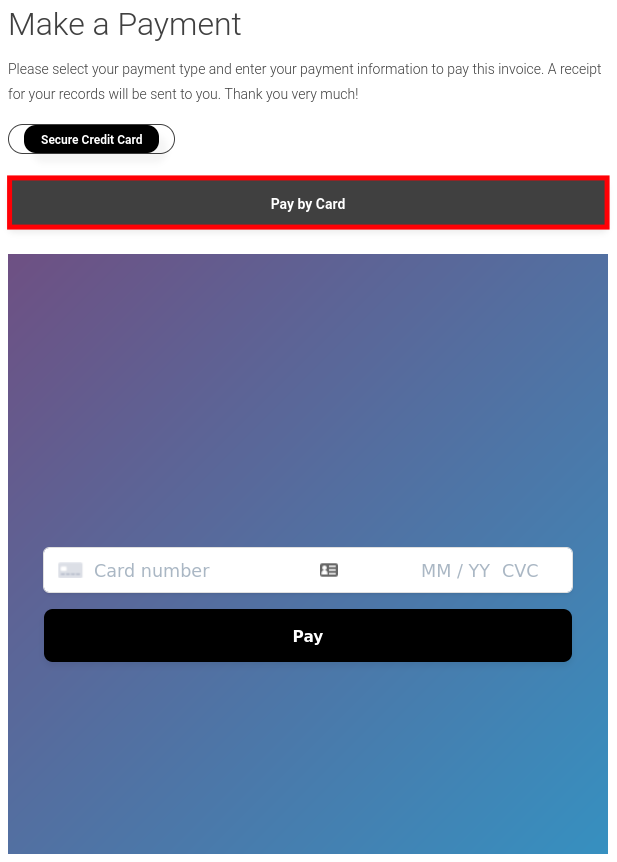 Stripe - Pay by card form