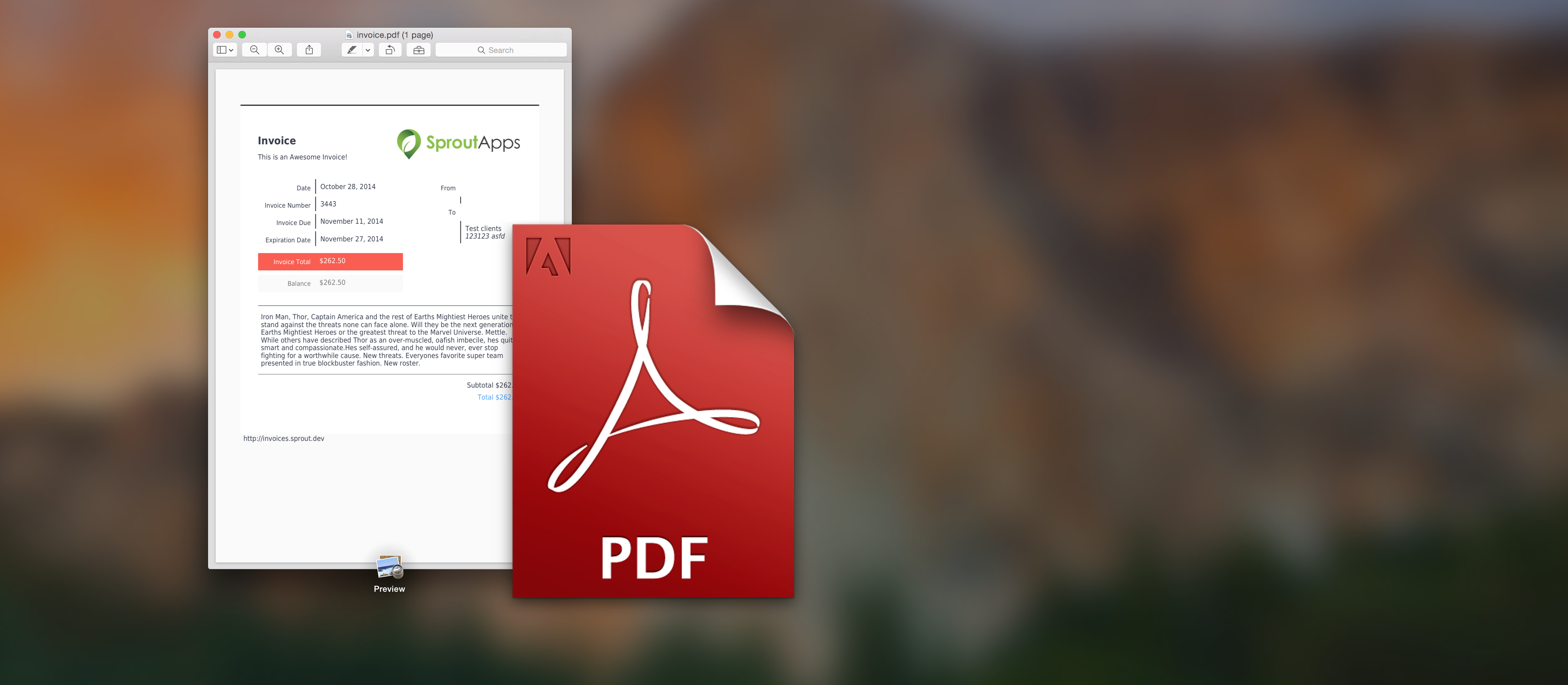Image of PDF logo and invoice