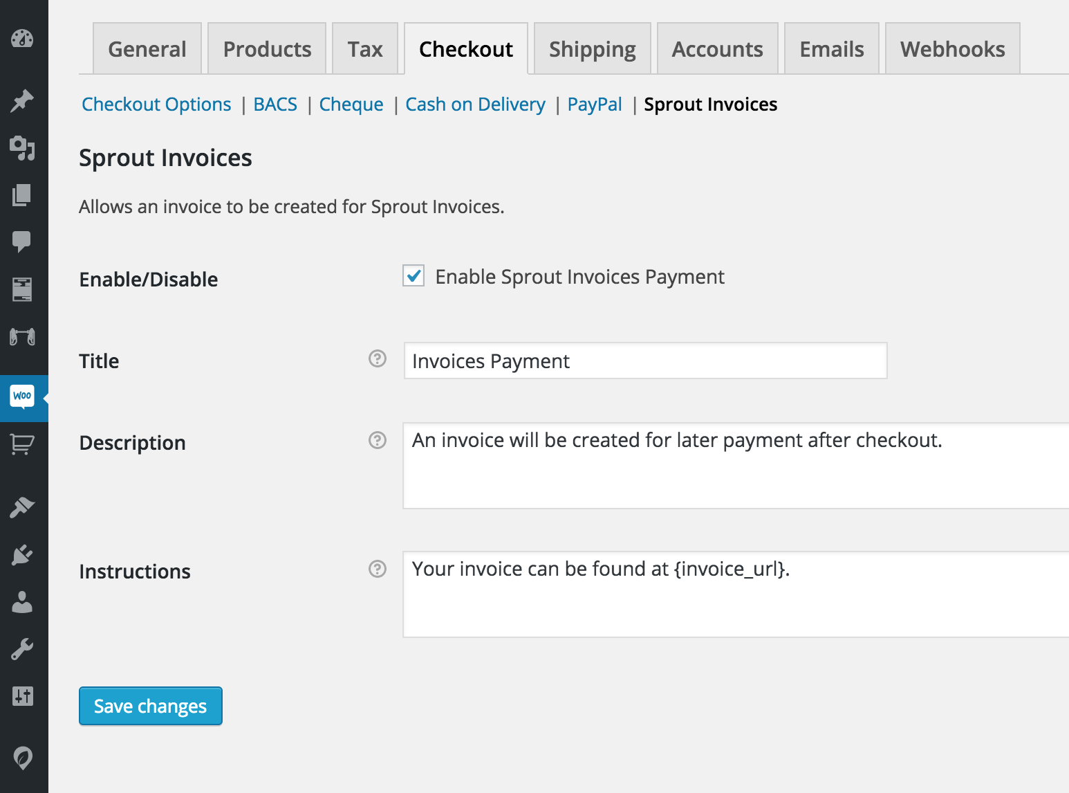 SI Woo commerce Invoice Settings